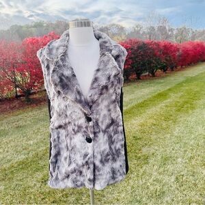 Neyelle Faux Fur Vest - Gray/Black Marbled, Modacrylic Size S